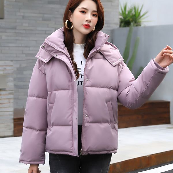 

women winter parkas solid thicken zipper warm windproof jackets snow coat for female 5 colors size m-2xl 201202, Black
