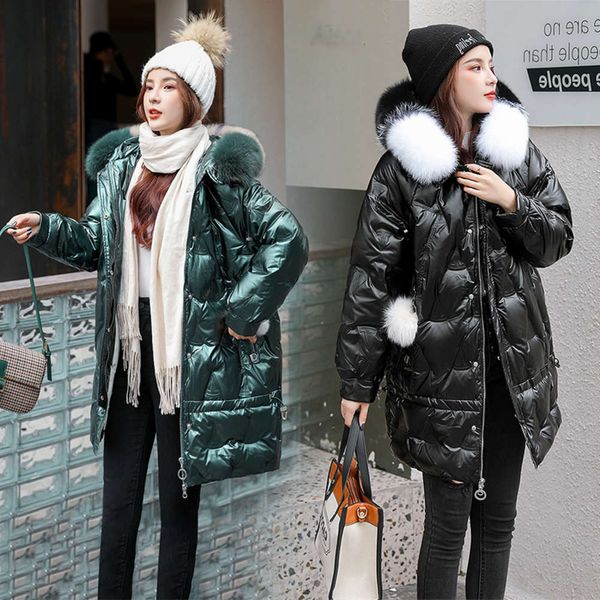 

new fattening plus 2020 size down et 200 jin fat mm korean pregnant women's medium length 250 coat 2021, White