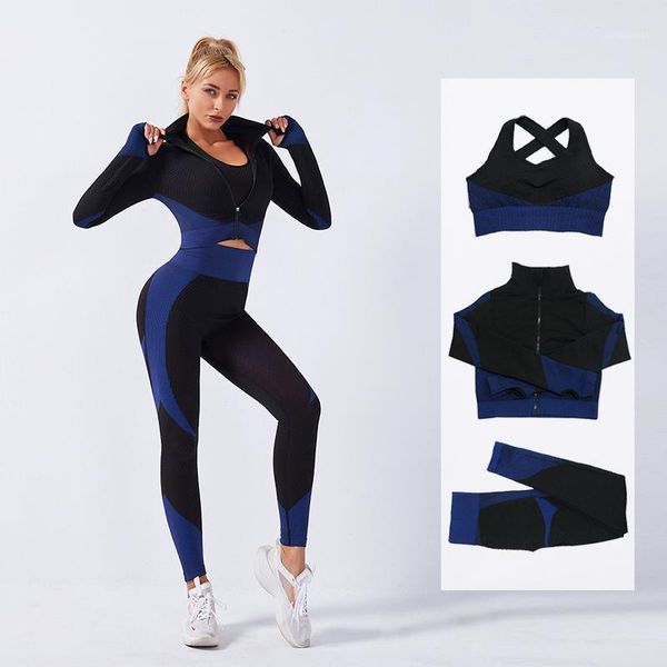 

yoga outfits 2/3pcs women seamless set gym clothing sports bra+shirts+leggings high waist workout outfit fitness women's tracksuit 2021, White;red