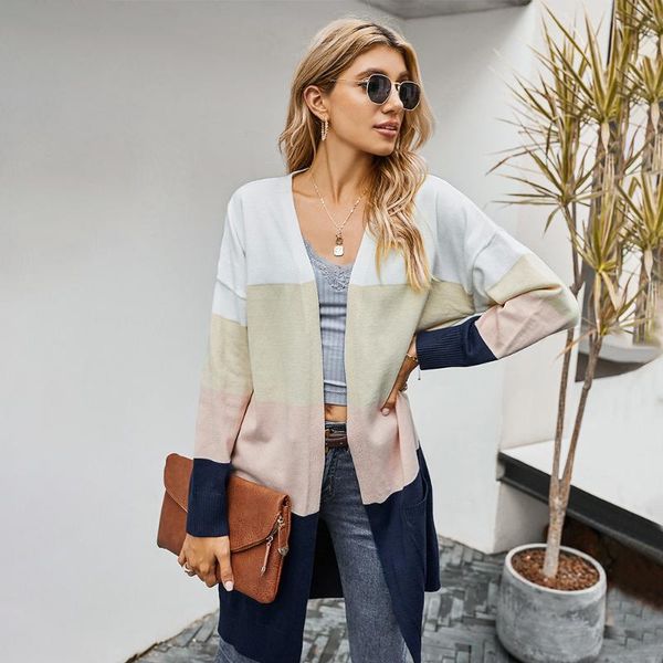

knit v-neck color contrast cardigan navy blue wine red brown sweaters coat, White