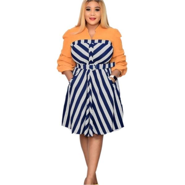 

3xl 4xl 5xl plus size african dresses for women spring autumn african v-neck print polyester big size knee-length dress, Red
