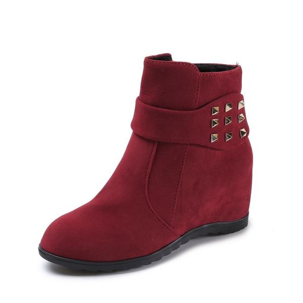 

autumn and winter new women boots rivet shoes increased boots high heel, Black