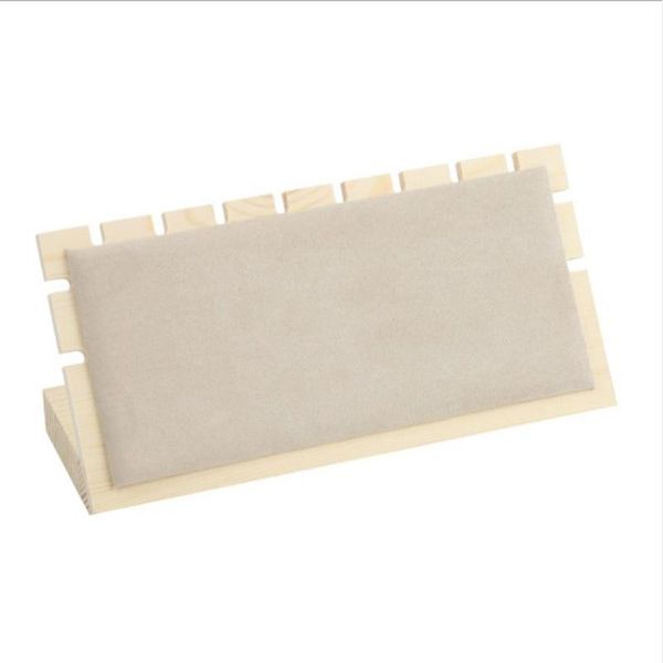 

bamboo jewelry pendant necklace display holder rack organizer storage case, wood color velvet, Pink;blue