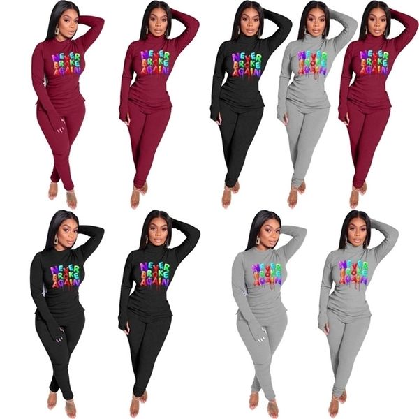 

women tracksuit designer t-shirt legging pants outfits never broken again letters trouser suit two piece clothing sets g11404, White