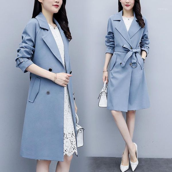 

windbreaker female long section 2020 new korean version of loose casual small man coat ladies popular spring and autumn1, Tan;black