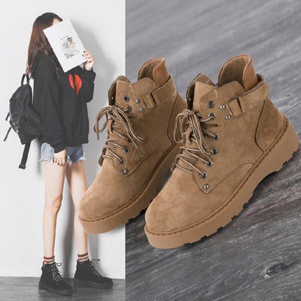 

boots 2021 winter ladies casual booties versatile comfortable soft suede plus velvet flat bottom thick non-slip women's, Black