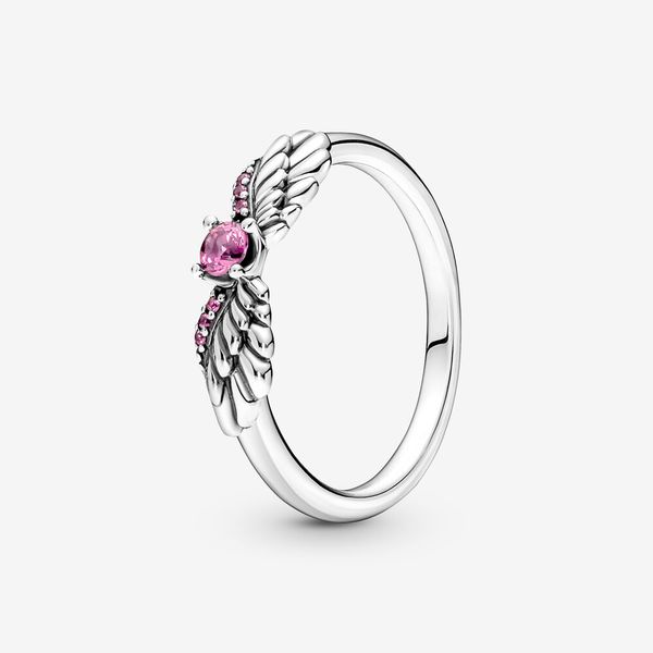 Hochglanzpolierter Ring aus 925er-Sterlingsilber mit funkelnden Engelsflügeln für Damen, Eheringe, Modeschmuck-Accessoires