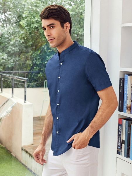 

men mock neck cuffed sleeve shirt e4fw#, White;black