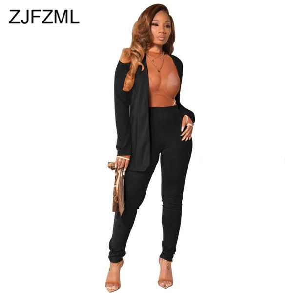 

сплошной цвет office lady blazer outfits двухструктурные костюмы для женщин с длинным рукавом blazer куртки и карандаш леггинг женский трекс, Gray