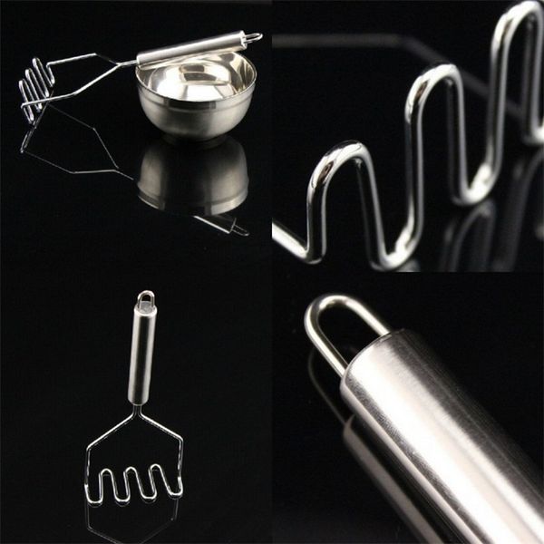 

long handle press crusher hanging stainless steel potato masher siliver easy to use fruit easy carry practical 3 5am cc