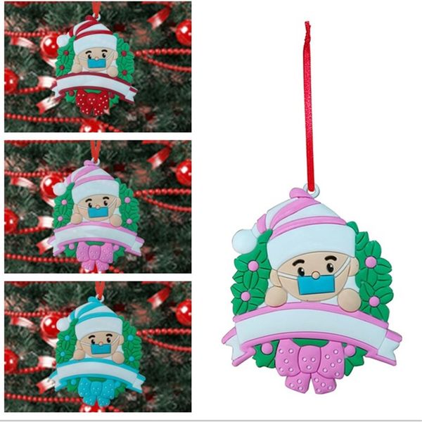 

face mask snowman christmas tree ornament hanging pendant xmas decoration personalized quarantine survivor party supplies 3 colors e102605, Silver