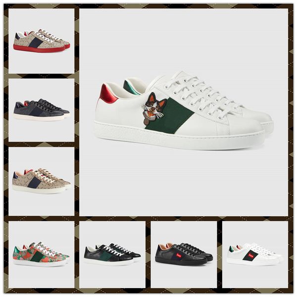 

2021 design men's shoes little bee men's casual luxury design sports shoes men's casual ace shoes green red stripes 38-45, Black