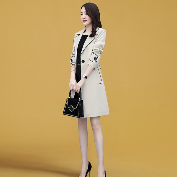 

jacket 2021 new short-height clothes mid-length women's clothing looking autumn suit fashion coat ozjt, Tan;black