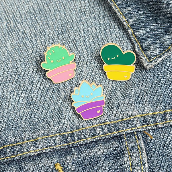 

brooches pin cartoon plant cactus cute cartoon for women funny fashion dress coat shirt demin metal badges pin backpack gift jewelry wholesa, Gray