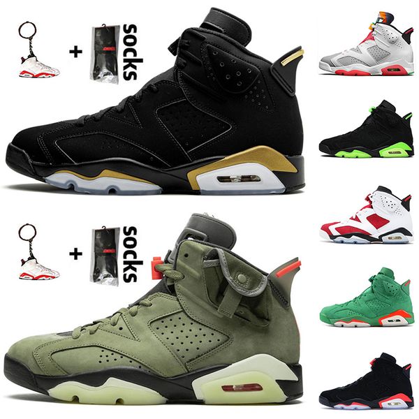 

jumpman 6 6s black infrared retro basketball shoes hare travis scotts unc black cat gatorade oreotrainers sneaker size 7-13, White;red
