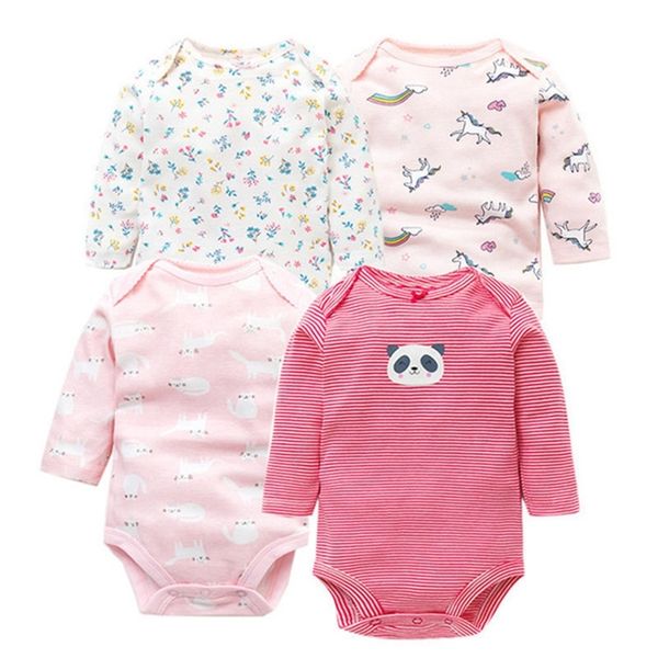 

4 pcs/lot spring autumn baby rompers 100% cotton newborn baby clothes for 0-2y girls boys long sleeve jumpsuit baby clothing set t200706, Blue