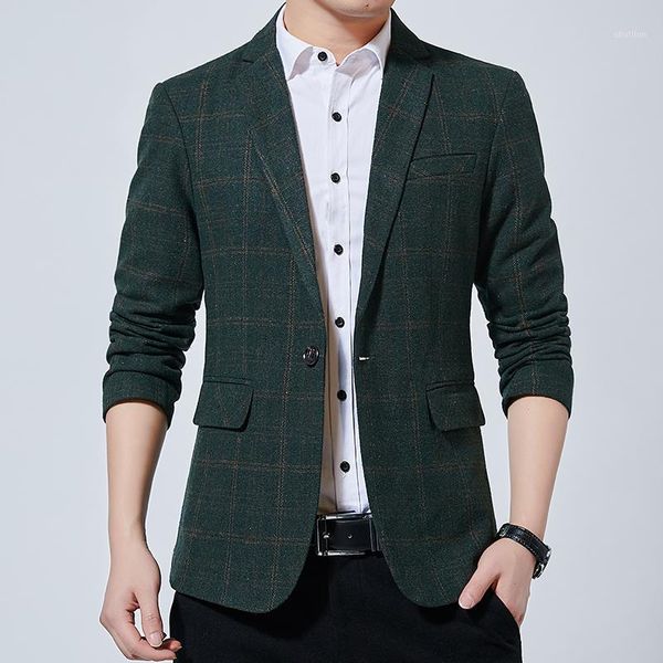 

men's suits & blazers man blazer personality plaid single-breasted suit coat business casual slim plus size spring summer 20211, White;black