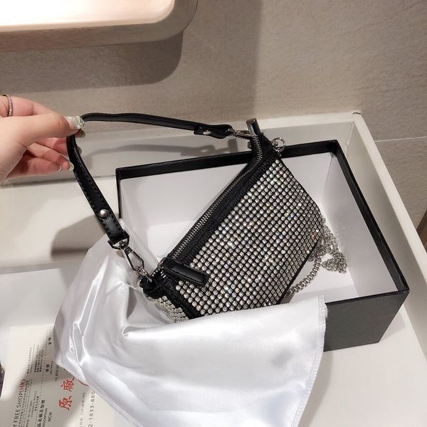 

designer- 2020 new diamond fashion leather shoulder messenger clutches bag casual chain luxury handbags women bags designer g8, White
