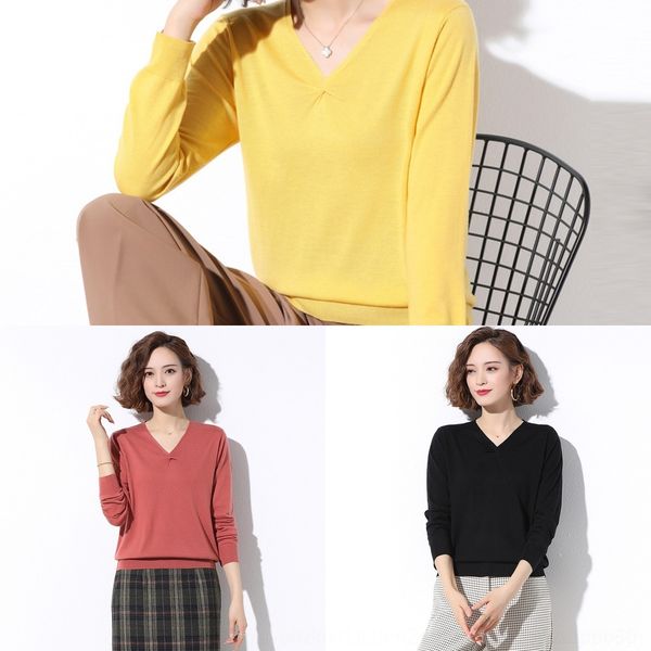 

az6lg fashion sweater thin early autumn personalized women 2020 knitwear knitwear fashion bottoming v-neck long sleeve short knitwear, White;black