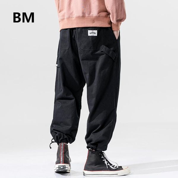 

men's pants harajuku cargo 2021 fashion plus size loose joggers 5xl korean style cropped men clothing streetwear clothes male1, Black