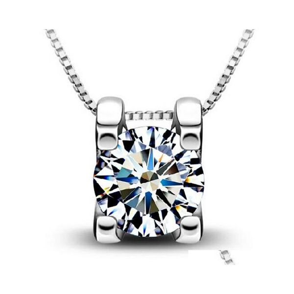 

fine 30% 925 sterling silver woman zirconia crystal 0.8cm*0.8cm pendant water necklace wedding jewelry shipping cqswg