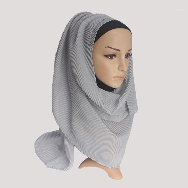 

women hijabs solid color twill creased wrinkle scarf cotton and linen muslim headscarf lady hood turban1, Red