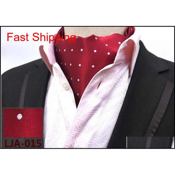 

mens cravat ties vintage polka dot floral wedding formal cravat ascot scrunch self british style gentleman polye qylwse beauty888, Black;purple