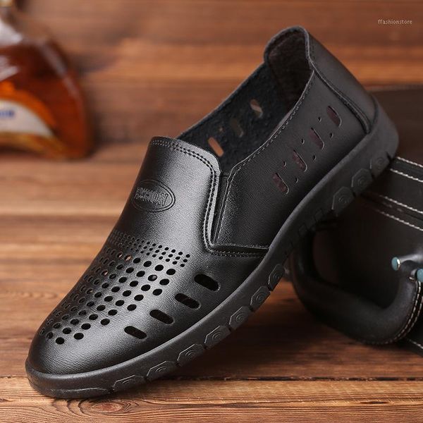 

sandals big size men fashionable leather outdoor casual shoes breathable fisherman beach yui341, Black
