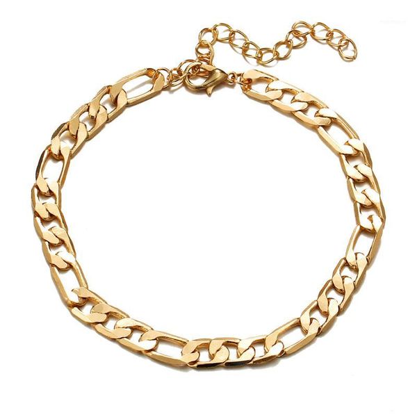 

anklets 18k gold figaro chain bracelet european american fashion anklet for women and men factory price jewelry1, Red;blue
