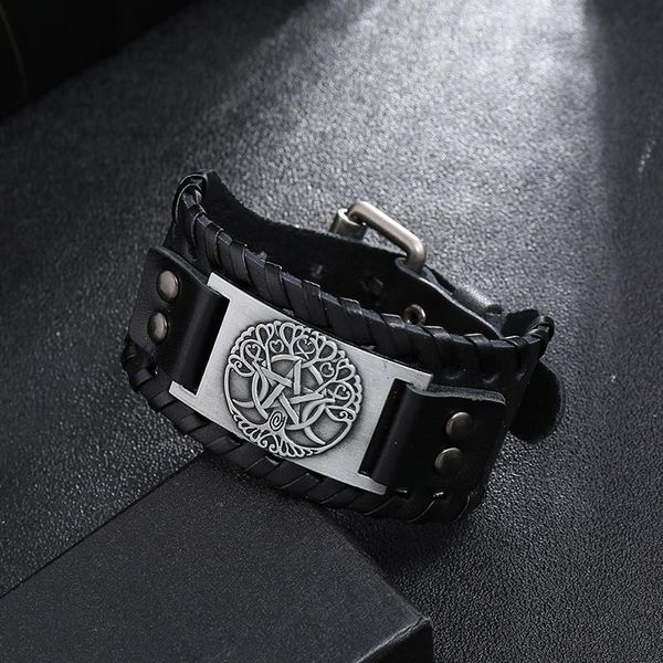 

eif dock viking браслет для мужчин женщины широкий кожаный браслет faith tree of life star wristband amulet викка jewelry dropship jllpbs ho, Golden;silver