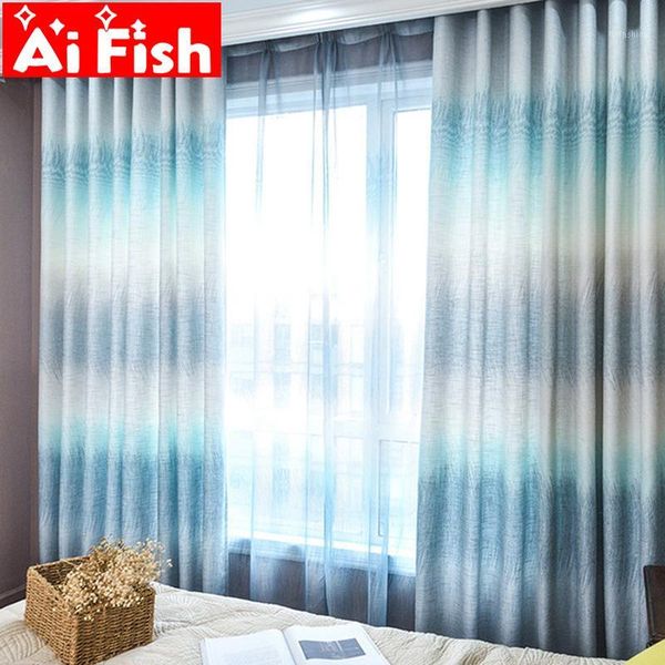 

modern simple linen tulle curtains for living room window rainbow gradient striped shade curtains for bedroom drapes my171#51