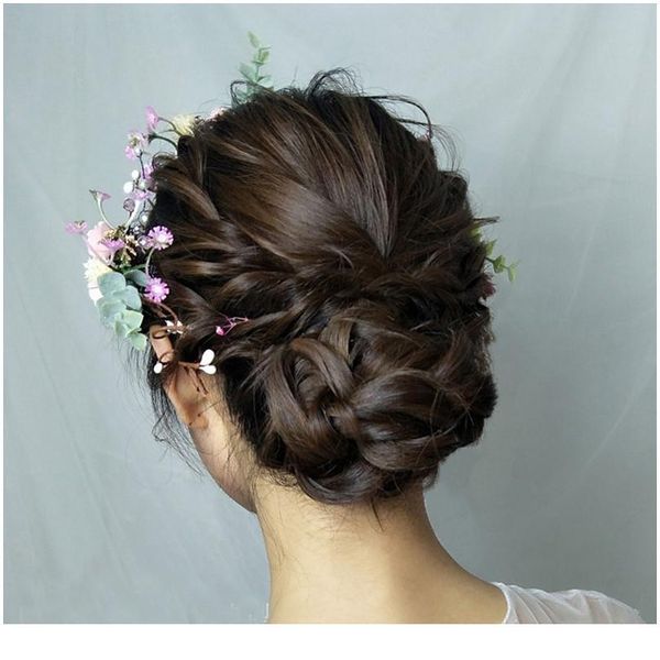 

leather flower crown bride wedding party hair accessories girls flower wreath headband floral garlands women headdress o qylnkh