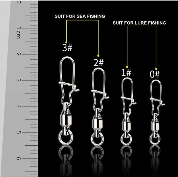 

20 шт. / лот сверцов, рыбалка из нержавеющей стали rolling swivel шарикоподшипник поворотные с помощью snap fishhook приманка для приманки д