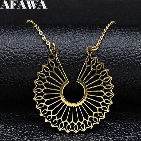 

fashion bohemia stainless steel flower of life necklace women gold color chain necklace jewelry collier femme n614s02, Silver