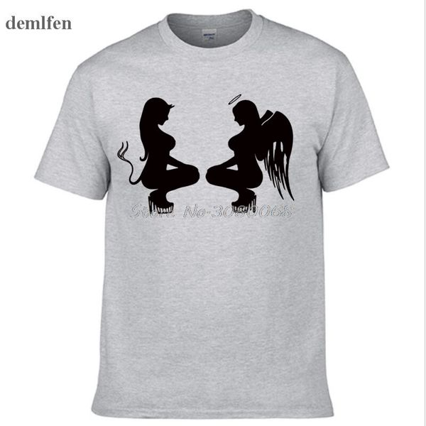 

summer men's angel devil print street wear brand clothing casual o neck tees hip hop sport hooded sweatshirt hoodie men t shirt