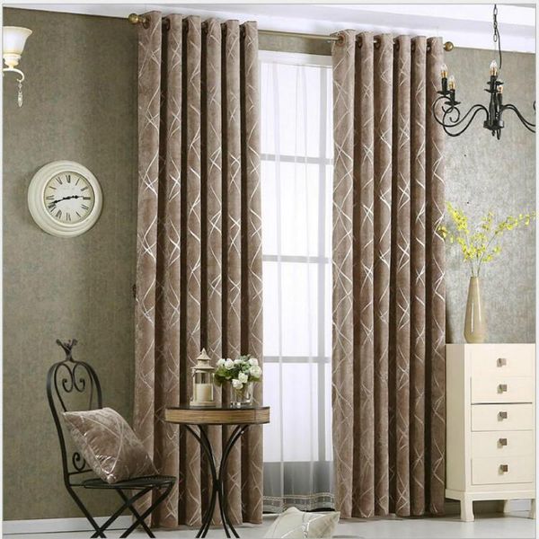 

simple thick chenille fabric drapes for living room curtain silver leather beige coffee jacquard shade luxury blackout curtains1
