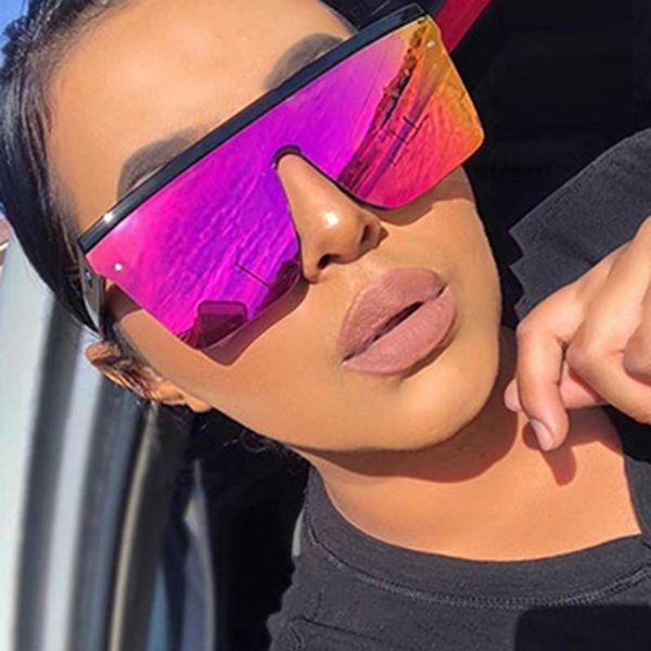 

square sunglasses women 2020 luxury vintage brand design sun glasses big frame mirror red purple eyewear uv400, White;black