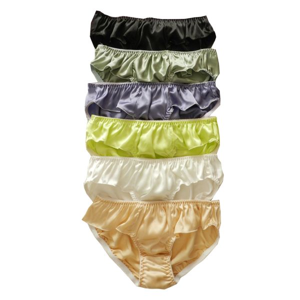 

6pcs women's silk bikini underwear briefs size, Black;pink