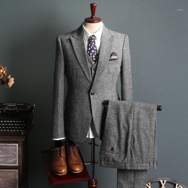 

men's suit 3 piece leisure business professional formal blazer set bridegroom man wedding party suits for men tuxedos1, White;black