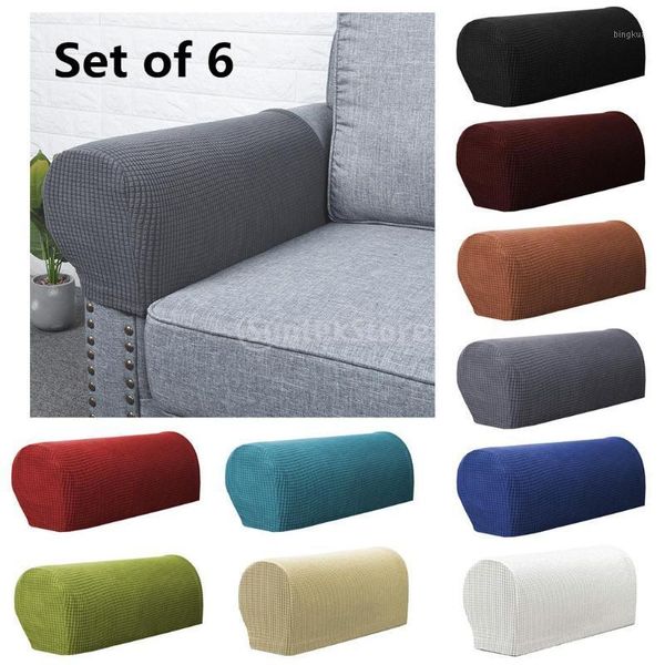 

set of 6 flannel checked sofa armrest covers protectors soft arm slipcovers1