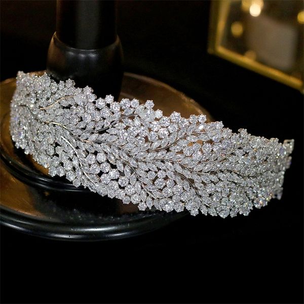 

crystal cubic zirconia bridal wedding hair tiara headband flower hair accessories beauty jewelry y200409, Slivery;golden