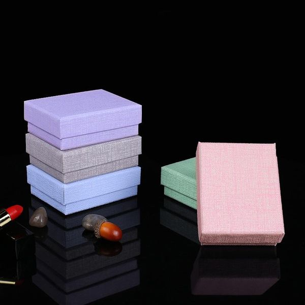 

5 pack/lot 7.4x9.4x3.5 cm 5 colors kraft paper craft jewelry set boxes necklace pendant earring gift box cases, Pink;blue