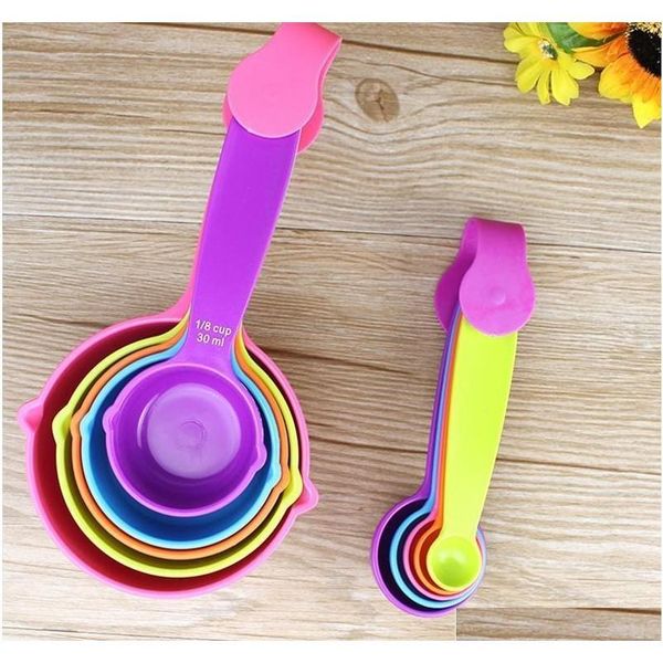 

5pcs/set measuring spoons colorful plastic measure spoon useful sugar cake baking spoon kitchen jllunx powerstore2012