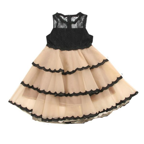 

summer girls sleeveless lace tutu dress kid size110cm, Black;white
