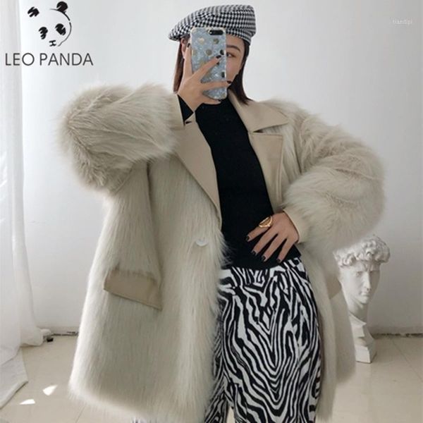 

fur v-neck fashon coat women fluffy warm long sleeve female outerwear autumn winter coat jacket collarless warm overcoat1, Black