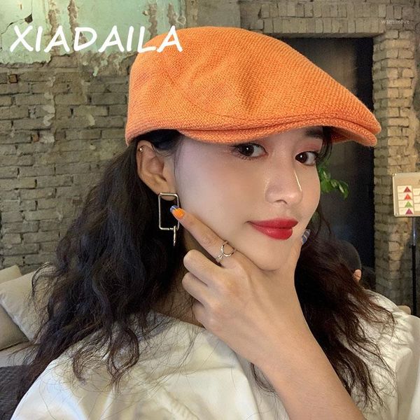 

Autumn and Winter Hat Women's Beret versatile fashion forward hat spring and autumn painter detective1, Blue;gray