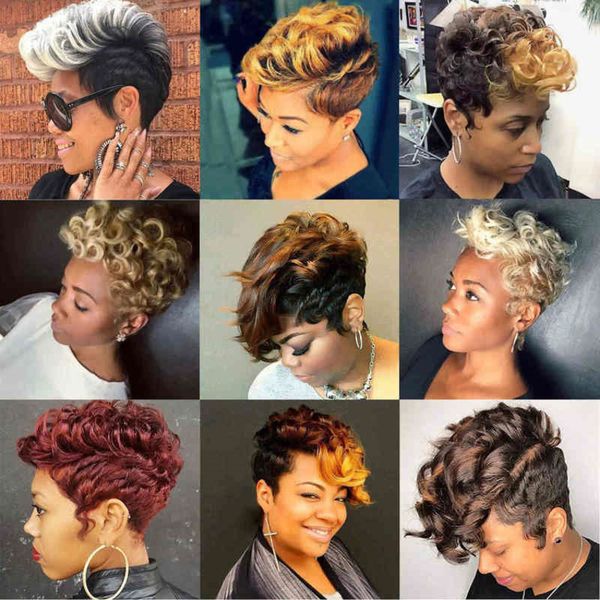

2021 new short curly wig chemical fiber hair heaear, Black