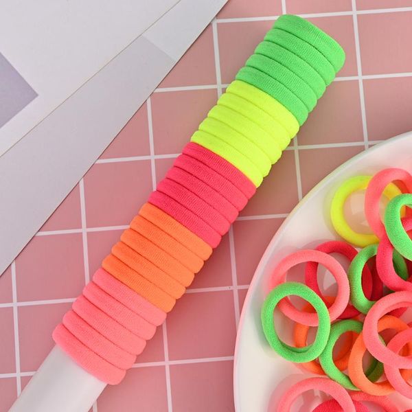 

quaslover 50pcs 3cm colorful girls hair accessories elastic hair band ponytail ring kids headband children gum ties holder, Slivery;white