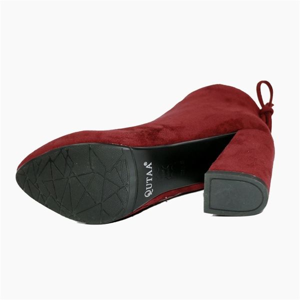 

qutaa ankle boots elastic band stretch fabric hoof high heel fashion women party shoes black warm size 34-43 y200115