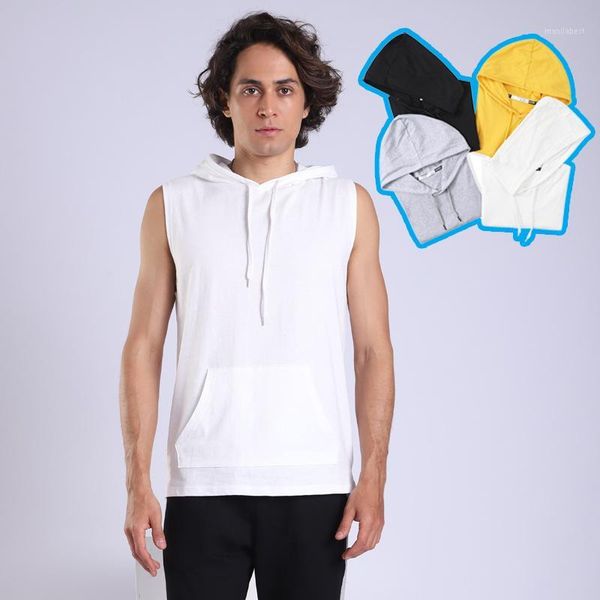 

men' clothing 2020 spring and summer new korean version of the large size waistcoat hooded sleeveless casual sports vest men1, White;black